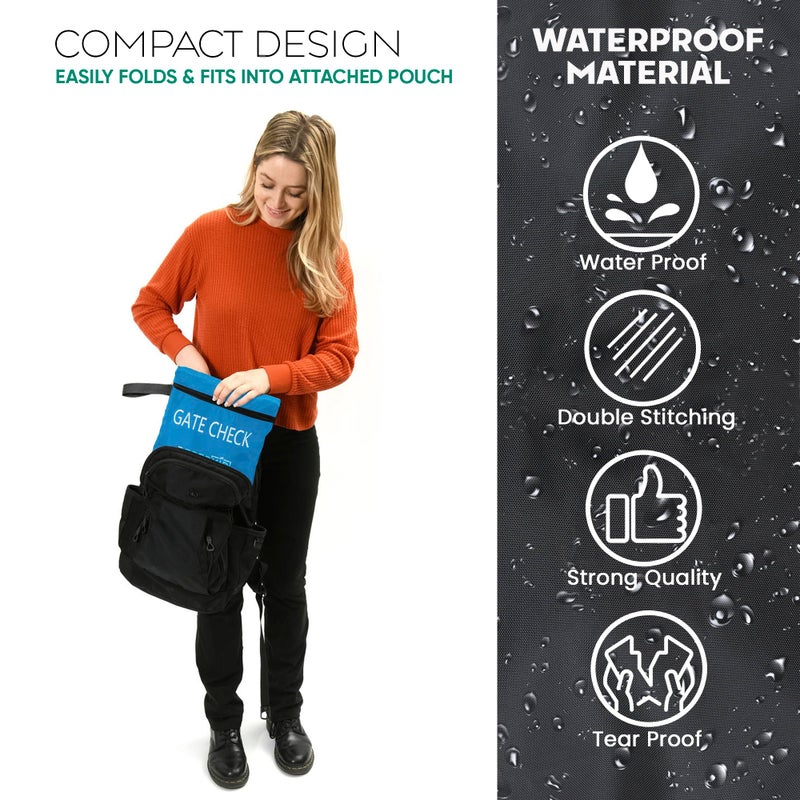 Reperkid Booster Seat Travel Bag for Airplane, Blue, 17" H x 16.5" W x 9.5" D, Compatible with Gb Pockit Stroller and Most Boosters- Premium Waterproof Cover, Hand Bag Design, Durable Zipper - Image 5